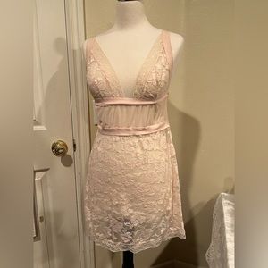 Pink Lace Strip Dress